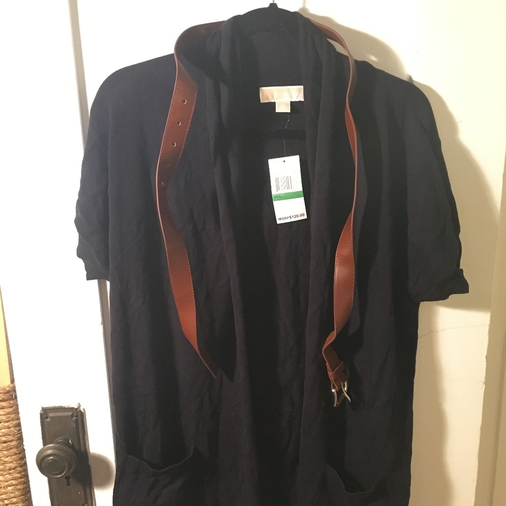 NWT Michael Kors Short Sleeve Belted Cardigan